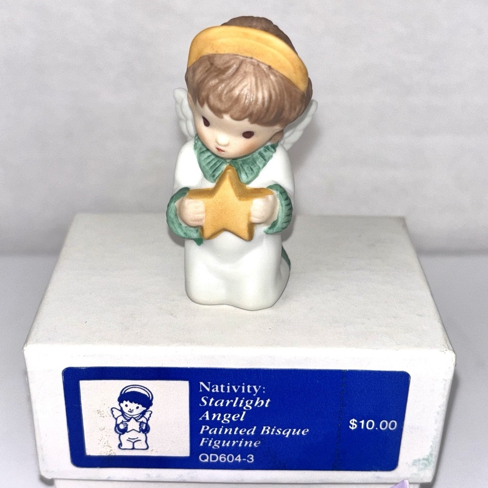 VTG Hallmark 1986 Mary Hamilton Starlight Angel Nativity Figurine Bisque w/ Box